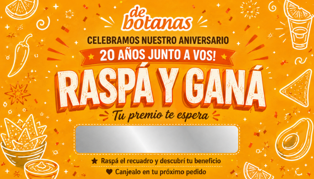 Frente original de la tarjeta Raspa y Ganá de De Botanas